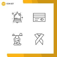 User Interface Pack of 4 Basic Filledline Flat Colors of alarm meditation banking credit card mindfulness Editable Vector Design Elements