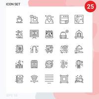 Set of 25 Modern UI Icons Symbols Signs for lab map map labyrinth search Editable Vector Design Elements