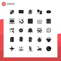 Pack of 25 Modern Solid Glyphs Signs and Symbols for Web Print Media such as right chat basket ball basic location Editable Vector Design Elements