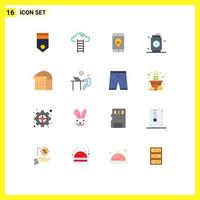 Group of 16 Modern Flat Colors Set for food can interface beer location Editable Pack of Creative Vector Design Elements