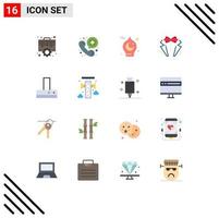 Mobile Interface Flat Color Set of 16 Pictograms of suit heart telephone bow muslim Editable Pack of Creative Vector Design Elements