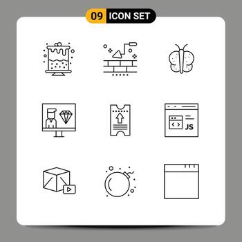9 Creative Icons Modern Signs and Symbols of pass programming butterfly programmer develop Editable Vector Design Elements