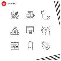 9 Outline concept for Websites Mobile and Apps basket school computers learn power Editable Vector Design Elements