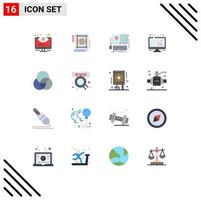 Universal Icon Symbols Group of 16 Modern Flat Colors of sample tube online experiment blue print flask mobile Editable Pack of Creative Vector Design Elements