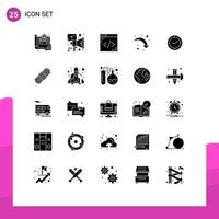 User Interface Pack of 25 Basic Solid Glyphs of time down speaker right arrow refresh Editable Vector Design Elements