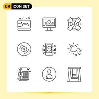 9 Thematic Vector Outlines and Editable Symbols of online coding tool school knowledge Editable Vector Design Elements