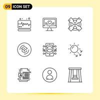 9 Thematic Vector Outlines and Editable Symbols of online coding tool school knowledge Editable Vector Design Elements