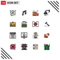 Universal Icon Symbols Group of 16 Modern Flat Color Filled Lines of shower cosmetics music beauty purchase Editable Creative Vector Design Elements