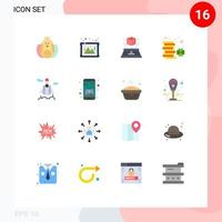 Set of 16 Modern UI Icons Symbols Signs for rocket money box irish coin Editable Pack of Creative Vector Design Elements