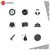 9 Universal Solid Glyphs Set for Web and Mobile Applications shopping coat bow jacket tie Editable Vector Design Elements