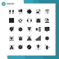 25 Universal Solid Glyph Signs Symbols of cafe announcement display user campaign Editable Vector Design Elements