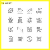 16 Universal Outline Signs Symbols of language machine marketing shower bathroom Editable Vector Design Elements