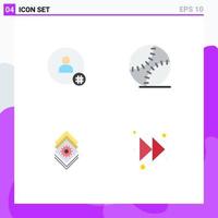 Pictogram Set of 4 Simple Flat Icons of follow gear twitter gentleman bundle Editable Vector Design Elements