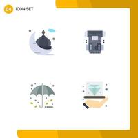 User Interface Pack of 4 Basic Flat Icons of moon cryotherapy masjid chamber protection Editable Vector Design Elements