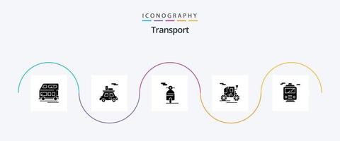 Transport Glyph 5 Icon Pack Including . transport. motor. train. old transportation vector