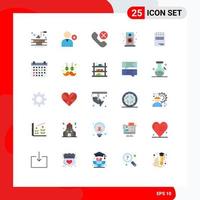 Pictogram Set of 25 Simple Flat Colors of paper notepad contact speaker audio Editable Vector Design Elements