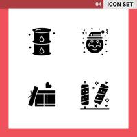 Set of 4 Modern UI Icons Symbols Signs for energy heart oil claus candy Editable Vector Design Elements