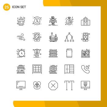 grupo de 25 líneas modernas establecidas para elementos de diseño vectorial editables de corazón de anillo de datos de propuesta de usuario vector