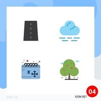 Stock Vector Icon Pack of 4 Line Signs and Symbols for driveway cold path warm winter Editable Vector Design Elements