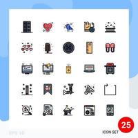 Modern Set of 25 Filled line Flat Colors and symbols such as wifi internet of things love internet wild Editable Vector Design Elements