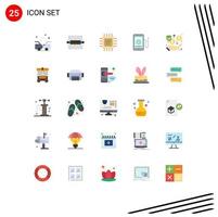 Modern Set of 25 Flat Colors and symbols such as security dollar cpu education mobile Editable Vector Design Elements