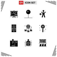 Stock Vector Icon Pack of 9 Line Signs and Symbols for webcam smartphone exercise communications man Editable Vector Design Elements