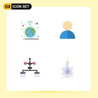 4 Universal Flat Icons Set for Web and Mobile Applications chemistry app tube impersonation coding Editable Vector Design Elements