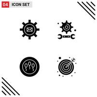 4 Creative Icons Modern Signs and Symbols of setting sperms mail education science Editable Vector Design Elements