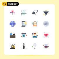 Modern Set of 16 Flat Colors and symbols such as datacenter computing beauty sort filter Editable Pack of Creative Vector Design Elements