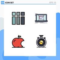 4 Creative Icons Modern Signs and Symbols of collage apple layout checklist intellect Editable Vector Design Elements