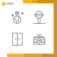 Group of 4 Filledline Flat Colors Signs and Symbols for world home appliances baby toy camera Editable Vector Design Elements