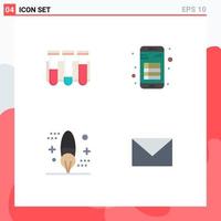 Pack of 4 creative Flat Icons of test reading laboratory book coding Editable Vector Design Elements