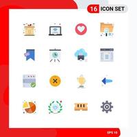 Pictogram Set of 16 Simple Flat Colors of mark extension love document analysis Editable Pack of Creative Vector Design Elements