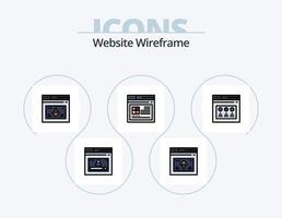 Website Wireframe Line Filled Icon Pack 5 Icon Design. web. internet. website. video. web vector