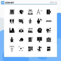 Pictogram Set of 25 Simple Solid Glyphs of mobile commerce business font newspaper Editable Vector Design Elements