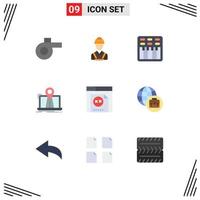 Set of 9 Modern UI Icons Symbols Signs for programming route movie gps map Editable Vector Design Elements