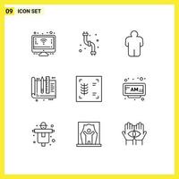 Modern Set of 9 Outlines Pictograph of xray chest person tools education Editable Vector Design Elements