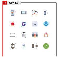 16 Universal Flat Colors Set for Web and Mobile Applications king corona extension product cleaning Editable Pack of Creative Vector Design Elements