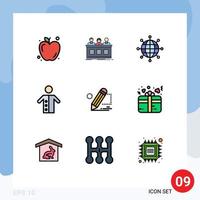 Set of 9 Modern UI Icons Symbols Signs for pencil preacher business people monk Editable Vector Design Elements