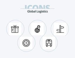 Global Logistics Line Icon Pack 5 Icon Design. lock. magnifying. watch. magnifier. code vector