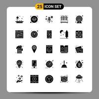 25 Thematic Vector Solid Glyphs and Editable Symbols of keyword circle multimedia caution tubes Editable Vector Design Elements