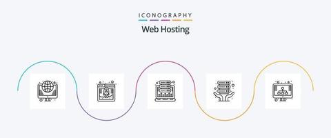 Web Hosting Line 5 Icon Pack Including diagram. server hosting. web hosting. internet hosting. statistic vector