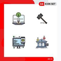 Group of 4 Filledline Flat Colors Signs and Symbols for organic law digital court design Editable Vector Design Elements