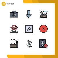 paquete de iconos de vector de stock de 9 signos y símbolos de línea para rss feed estrategia de discusión objetivo elementos de diseño de vector editables