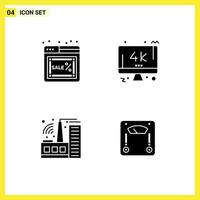 Set of 4 Modern UI Icons Symbols Signs for web building online screen industry Editable Vector Design Elements