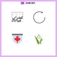 Mobile Interface Flat Icon Set of 4 Pictograms of eid leaf lettering clockwise sign Editable Vector Design Elements