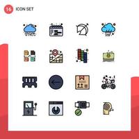 16 Thematic Vector Flat Color Filled Lines and Editable Symbols of file weather arrow prediction journalist Editable Creative Vector Design Elements