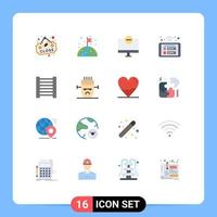 16 Thematic Vector Flat Colors and Editable Symbols of wifi panel computers control monitor Editable Pack of Creative Vector Design Elements