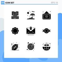 9 Universal Solid Glyph Signs Symbols of trash email desk delete setting Editable Vector Design Elements