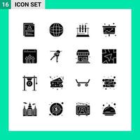 16 Universal Solid Glyphs Set for Web and Mobile Applications presentation chart equipment business test Editable Vector Design Elements